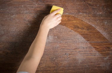 cleaning dusty table