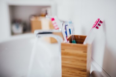 Toothbrushes In Holder