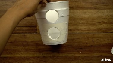 Cutting styrofoam container for DIY Mini USB Desktop Air Conditioner