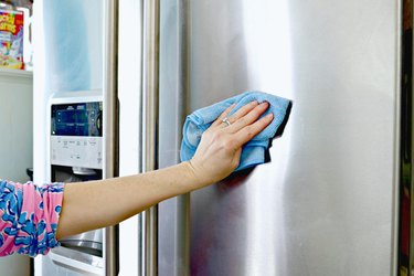 Polishing stainless steel refrigerator