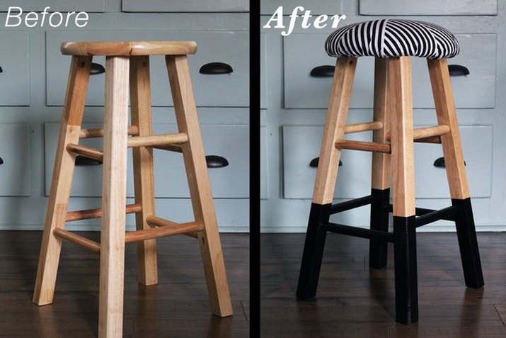 DIY reupholstered stools.