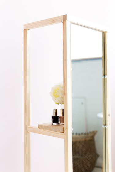 DIY Floor Mirror With Built-In Shelf