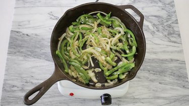 Cooking onions and peppers