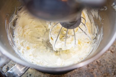 Beating cream cheese