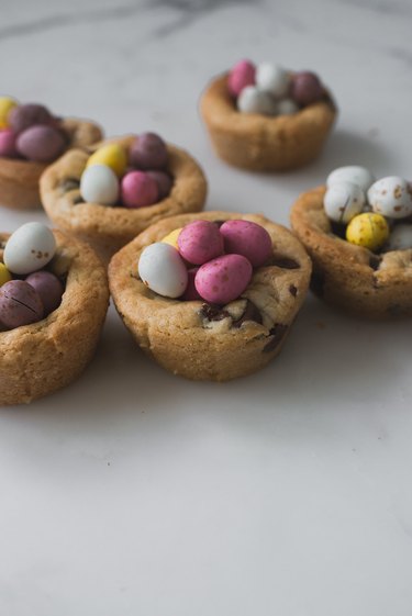 Serve and enjoy the Easter Egg Nest Cookie Cups!