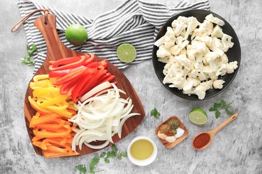 Ingredients for sheet pan cauliflower fajitas