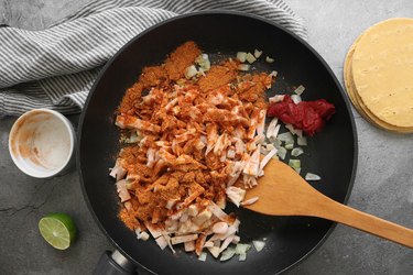 Mix jackfruit with taco seasoning