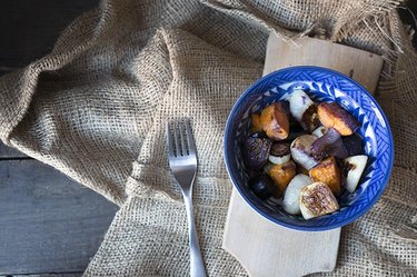 A bowl of roasted vegetables.