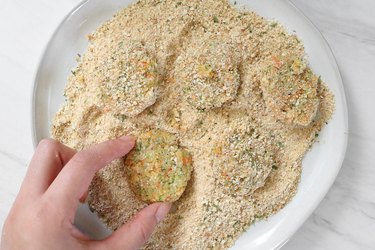 Coat veggie nuggets with bread crumbs