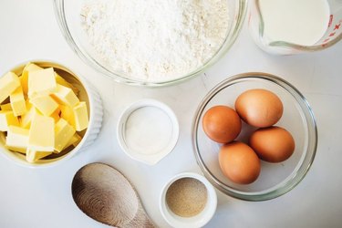 Prepared ingredients in bowls.