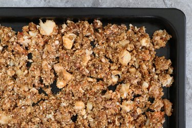 Taco ingredients on baking sheet