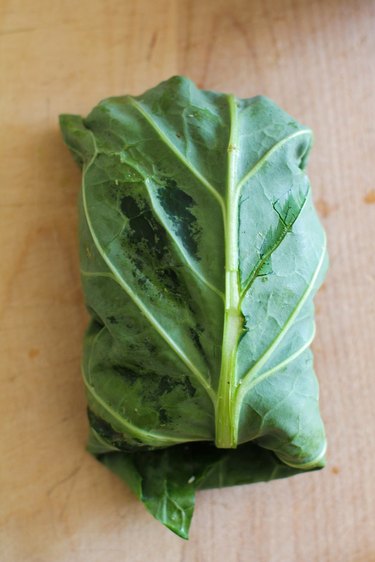 Prepared collard greens burrito.