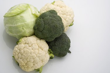 Broccoli, cauliflower and cabbage