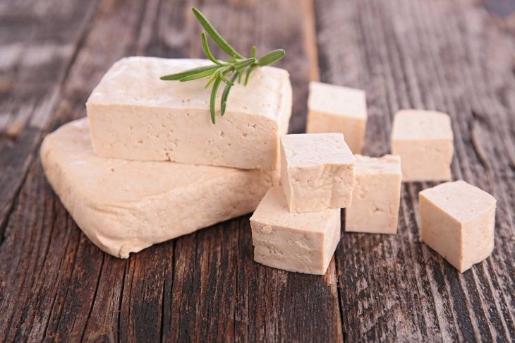 fresh tofu on table